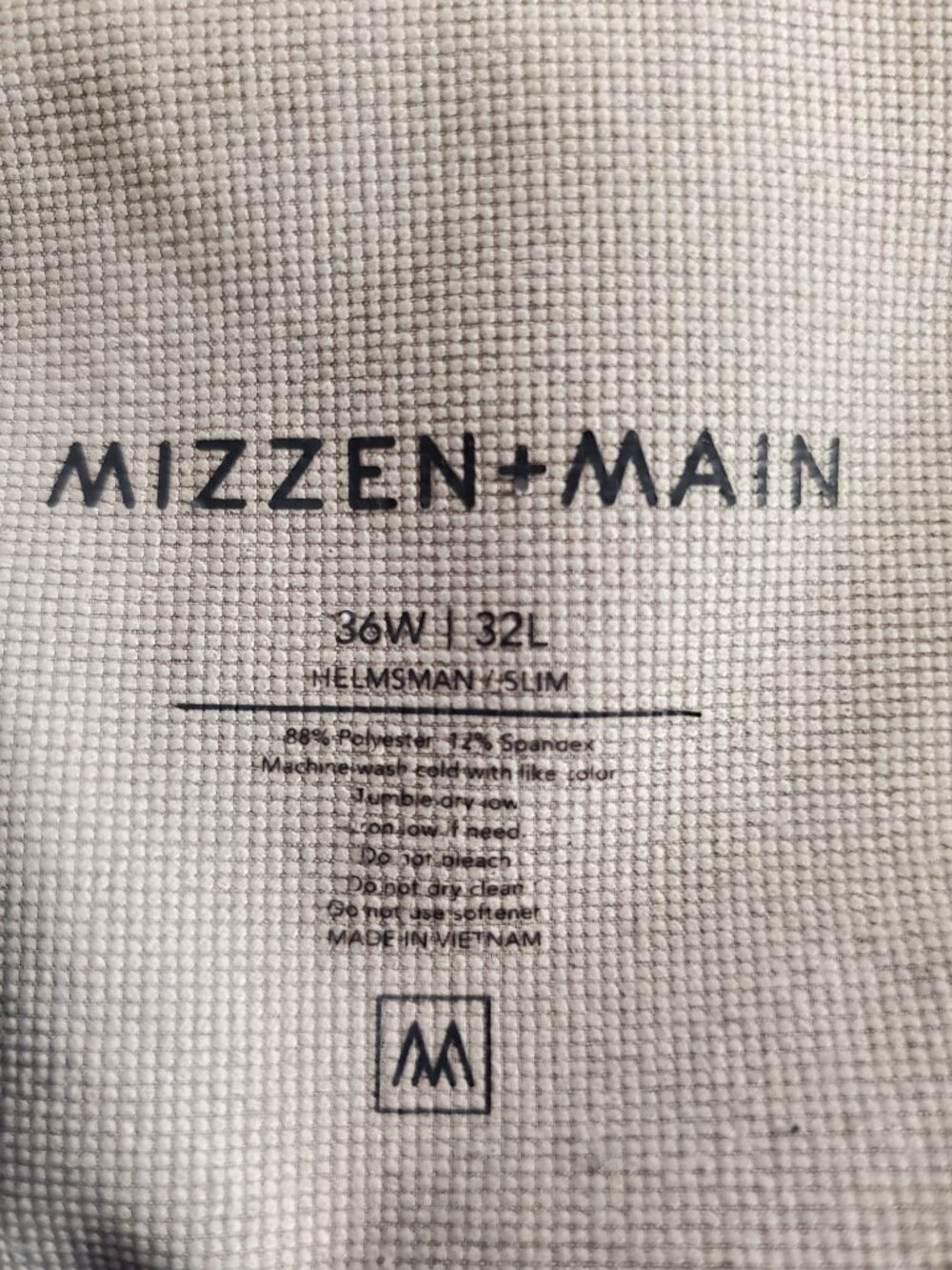 MIZZEN & MAIN SZ 36 Men's Helmsman Slim Chino Performance Pants in Gray/Greige - Picture 4 of 5